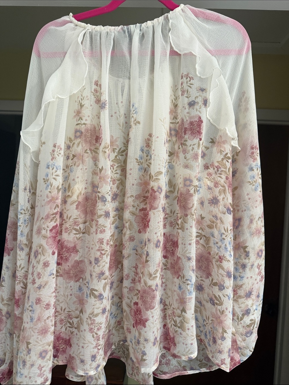 torrid White Sheer Blouse with Pink Accent Trim - Picture 2 of 3